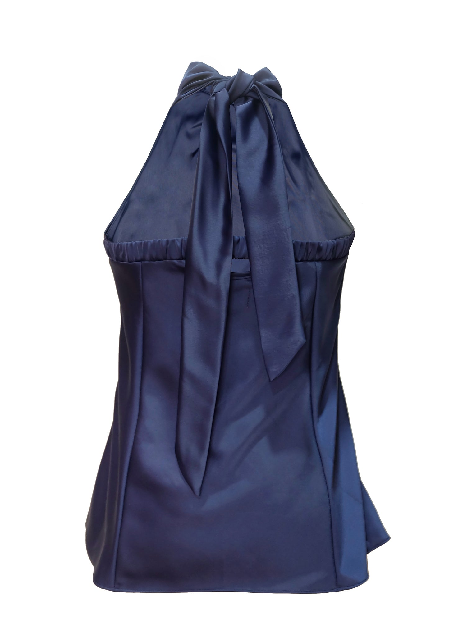The Enigma Silk Halter Top - Navy Blue