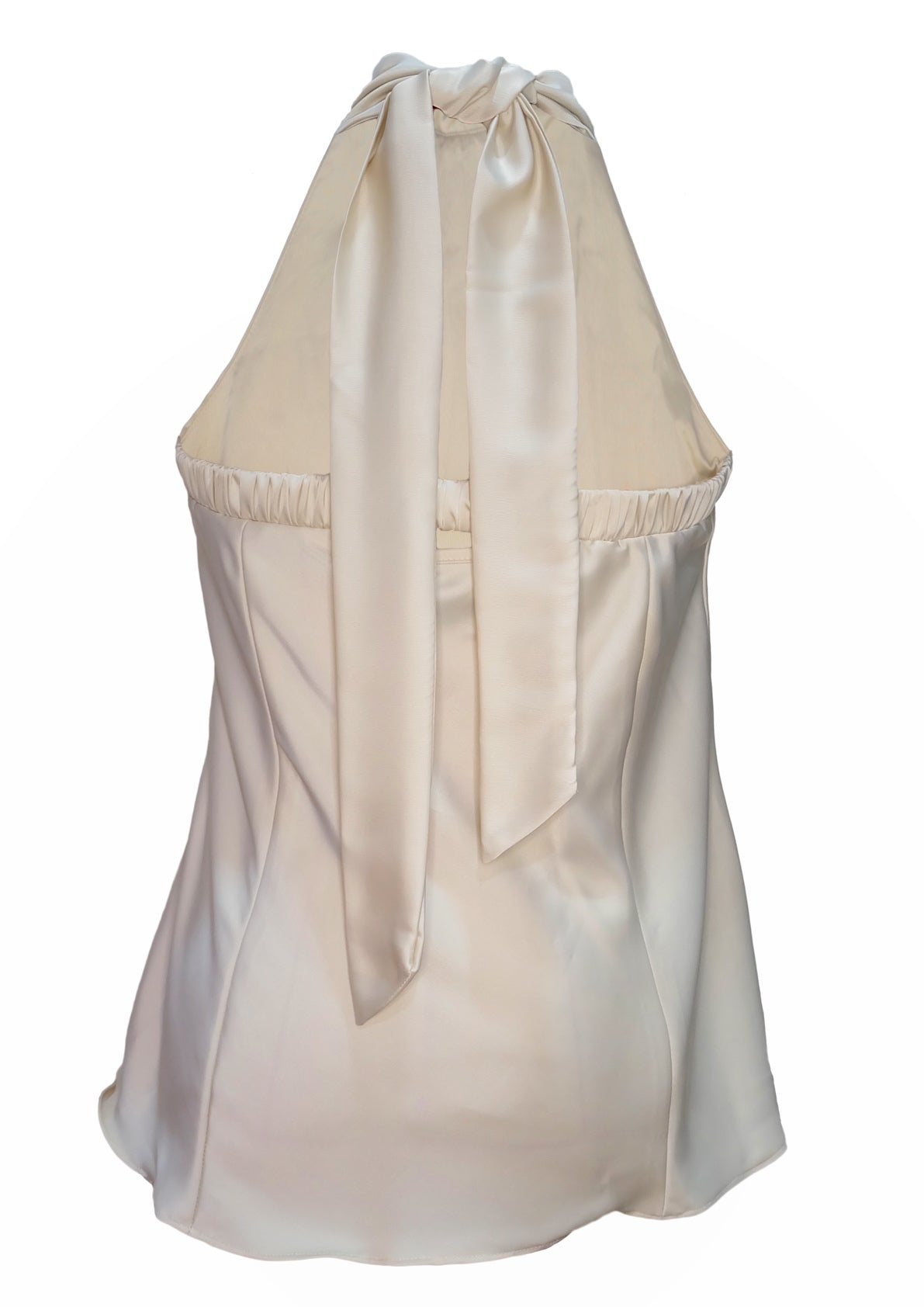 The Enigma Silk Halter Top - Butter Beige